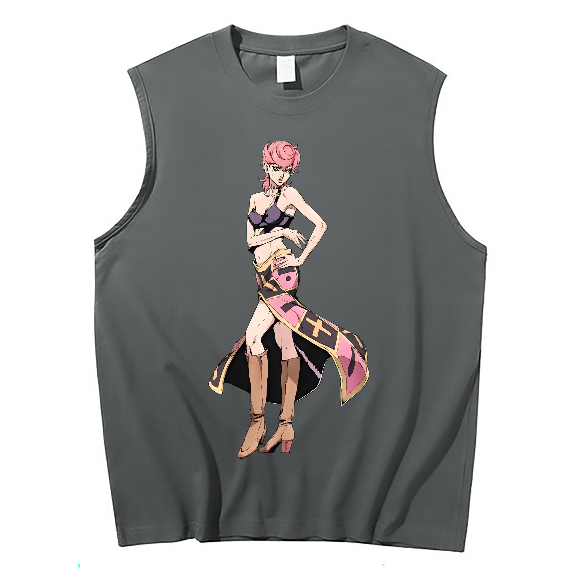 （画像用） ジョジョの奇妙な冒険 トリッシュ?ウナ JoJo's Bizarre Adventure Trish Una コットン100％タンクトップ（フロントプリント）